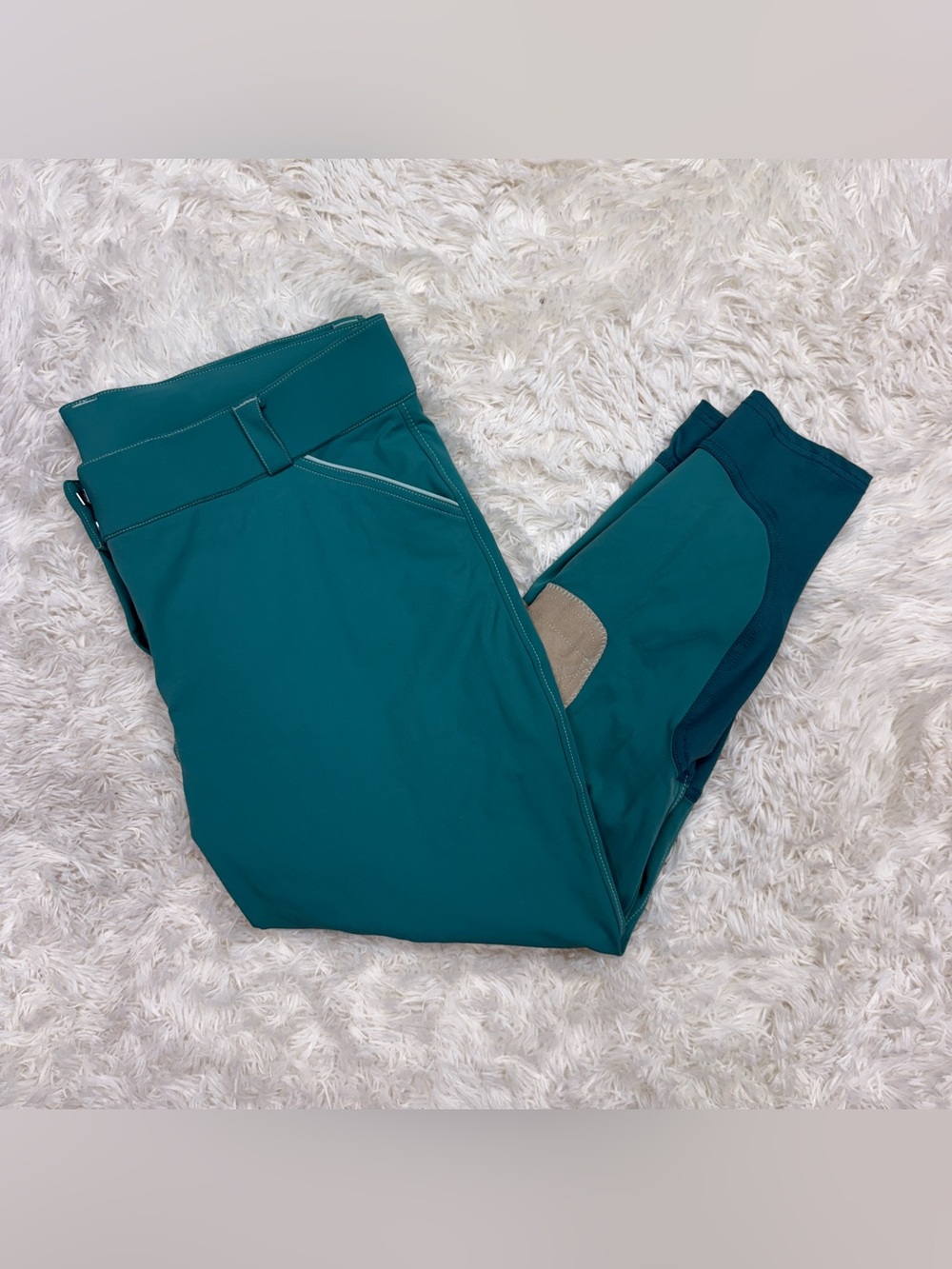 Women’s Size 44R Blue/Green Smartpak Piper Knee Patch Horseback Riding Breeches